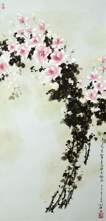 月月花色如梦 晨旭犹见娇姿65X135